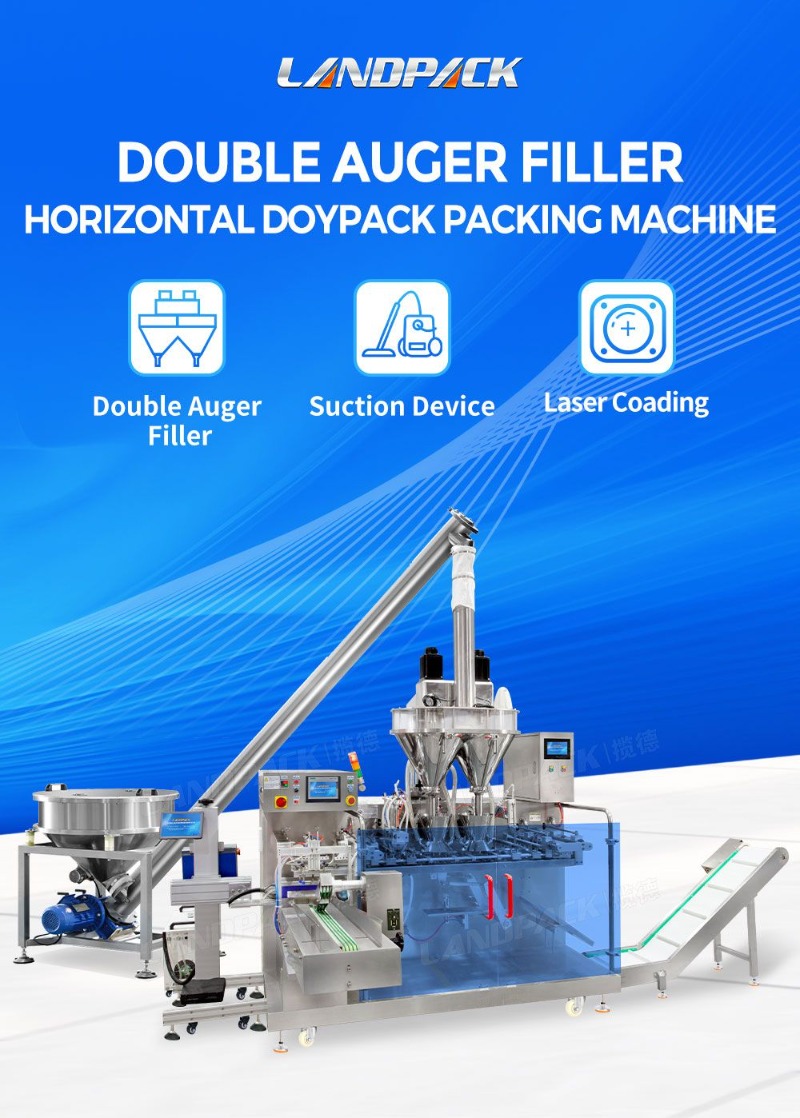 Automatic Double Auger Powder Filler Horizontal Doypack Premade Pouch Packing Machine