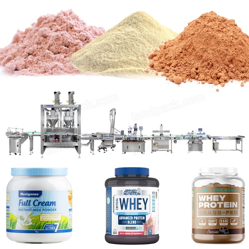 Fully Automatic Nutrition Powder Bottle Filling Capping Labeling Machine Line