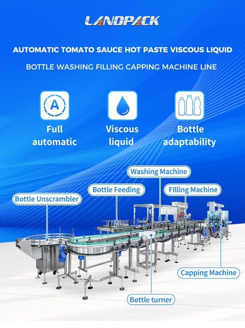 Fully Automatic Ketchup Tomato Sauce Bottle Jar Washing Filling Capping Machine Line