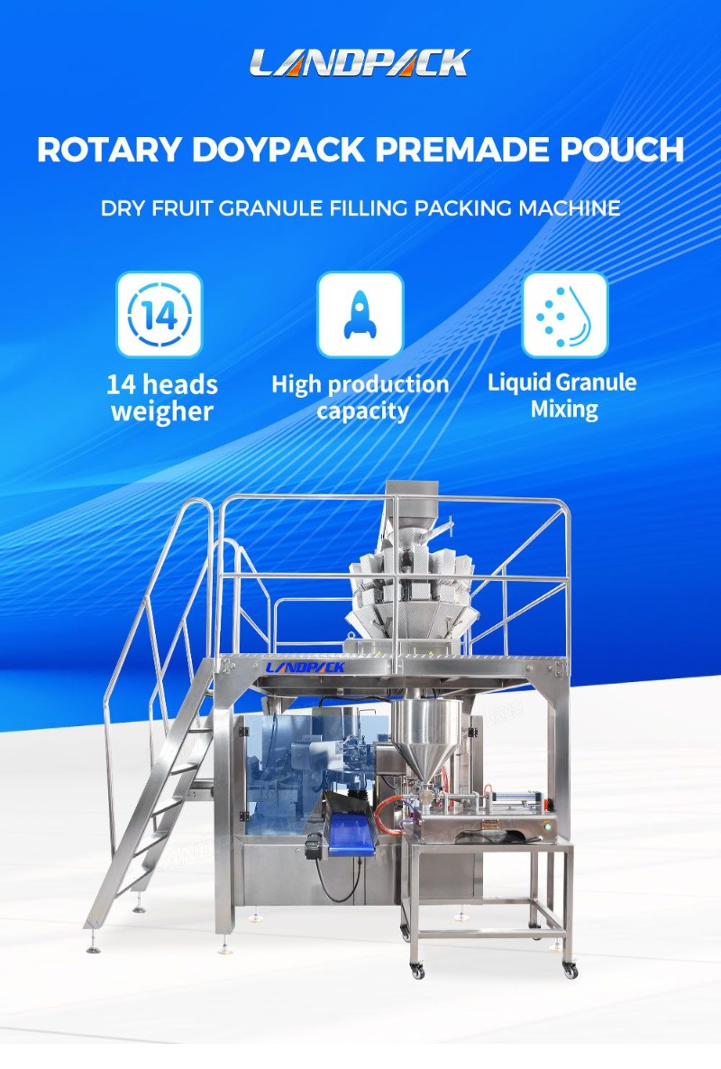 Automatic Rotary Doypack Premade Pouch Dry Fruit Granule Filling Packing Machine