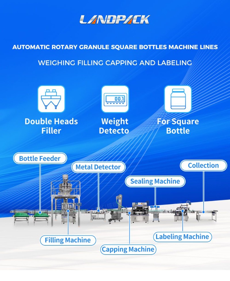 Automatic Rotary Granule Square Bottles Weighing Filling Capping and Labeling Machine Lines