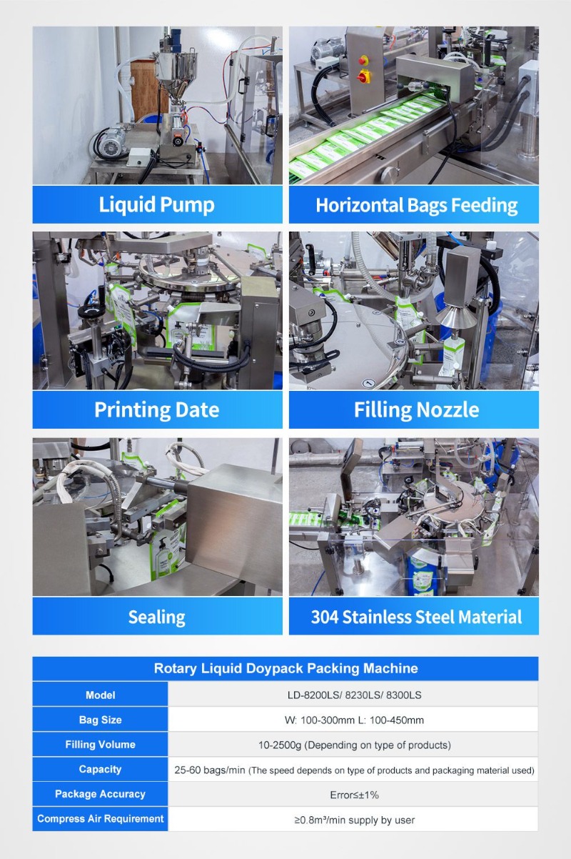 Automatic Mayonnaise Sauce Rotary Spout Pouch Filling and Sealing Machine with Heating Stirring Device