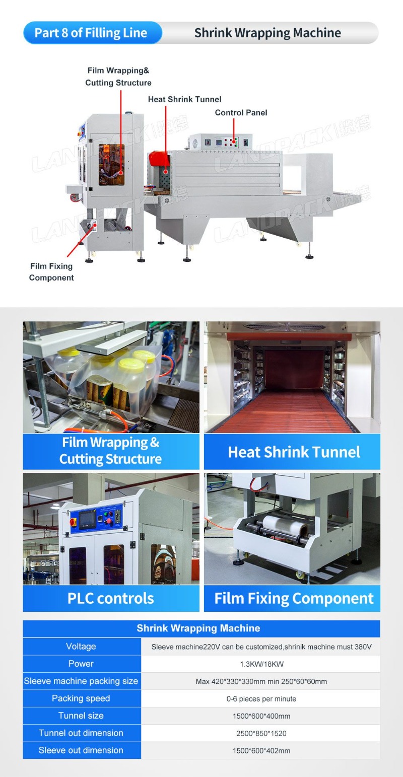 Automatic Granule Almond Peanut Beans Bottle Filling Capping Labeling Machine Line with Heat Shrinker