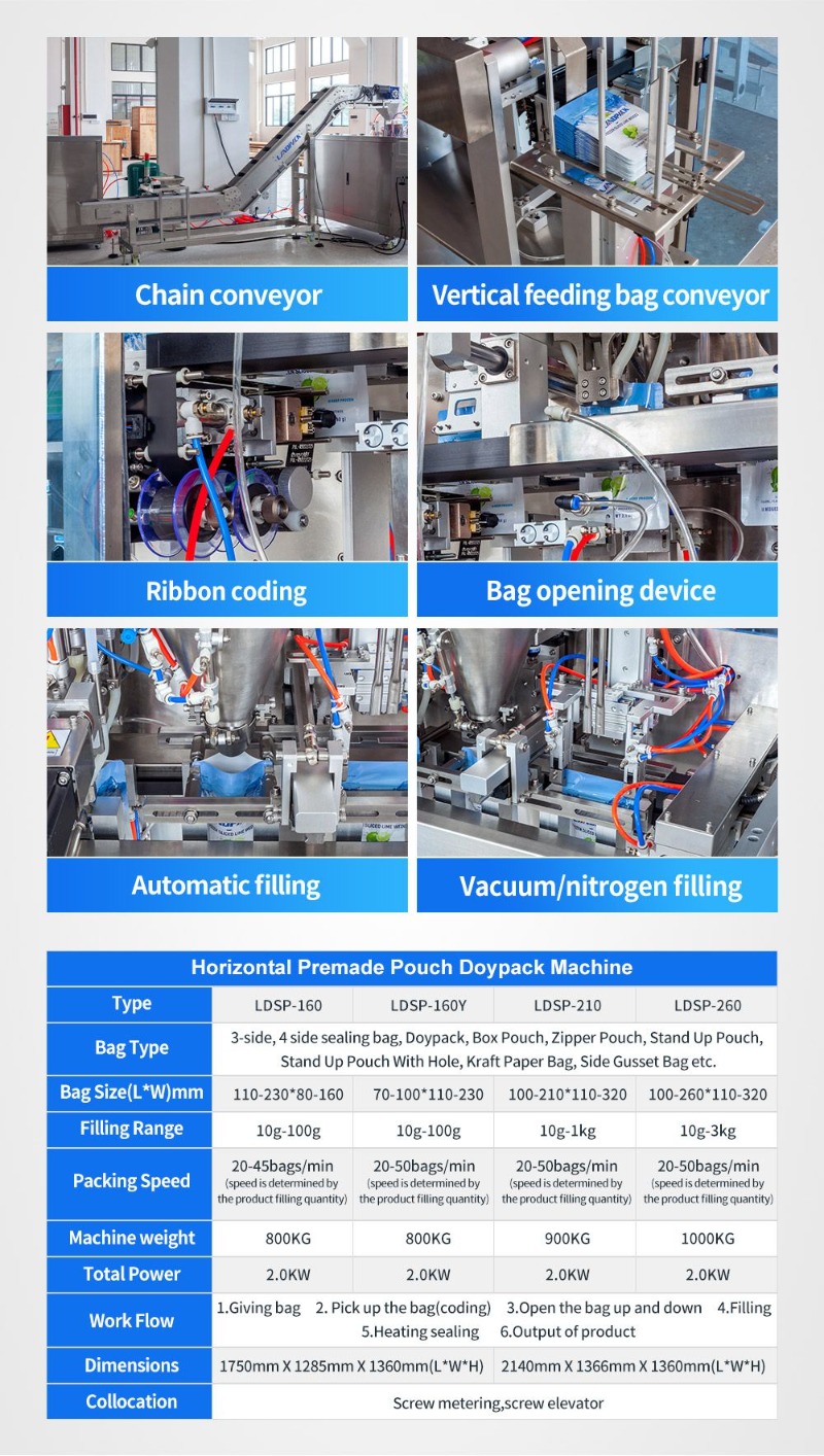 Automatic Lime Lemon Slices Granule Horizontal Doypack Premade Pouch Filling Sealing Machine
