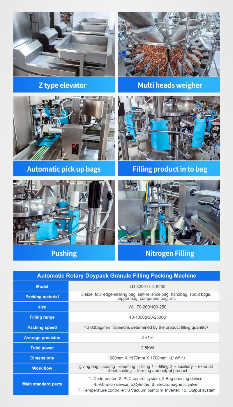 Automatic Mix Dried Fruit Rotary Packing Machine Premade Zipper Pouch Doypack Packing Machine