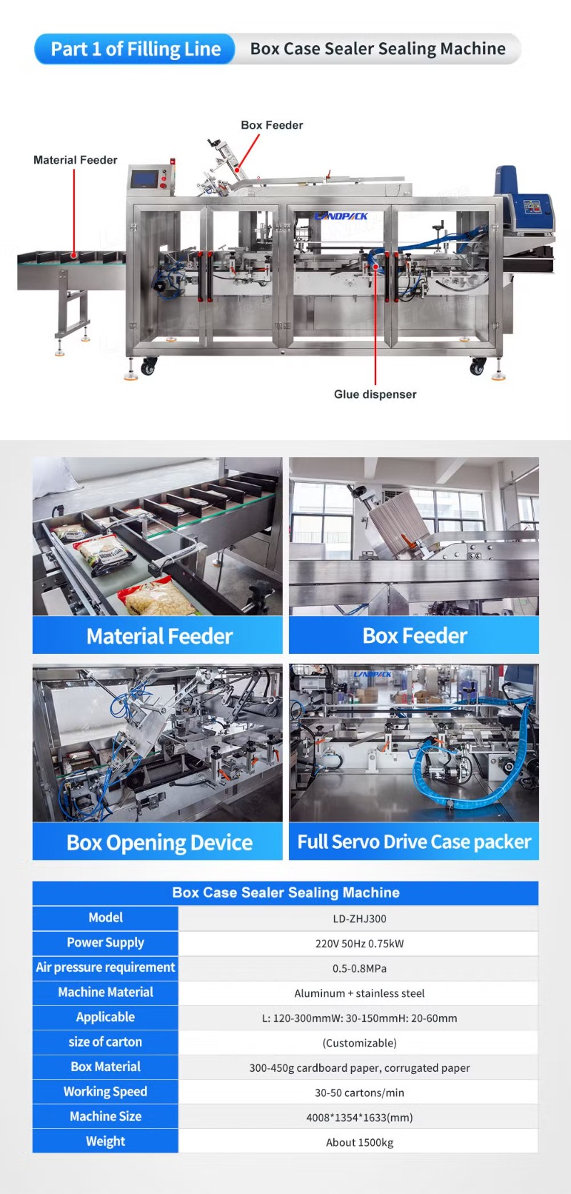 Full Automatic Box Case Carton Sealer Sealing Packing Machine Line