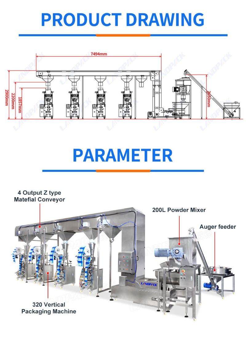 High Efficiency Detergent Washing Powder Packaging Machine Powder Packing Line