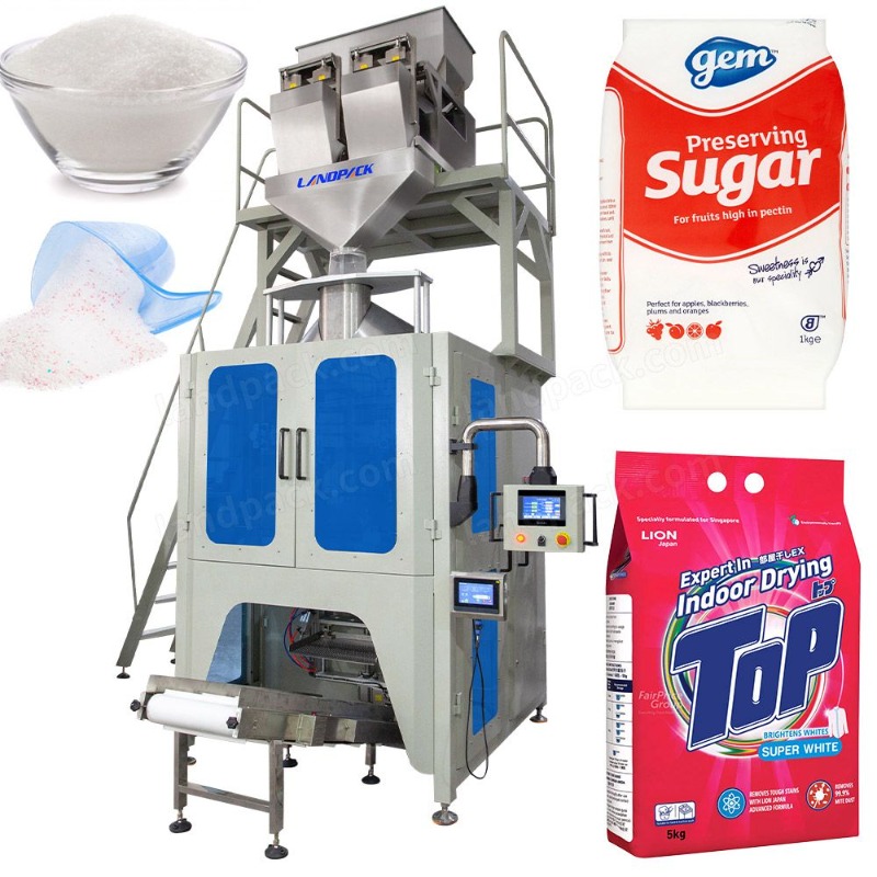 Low Cost Vffs Automatic Detergent Powder Washing Powder Bag Weighing Filling Packing Machine with Feeder