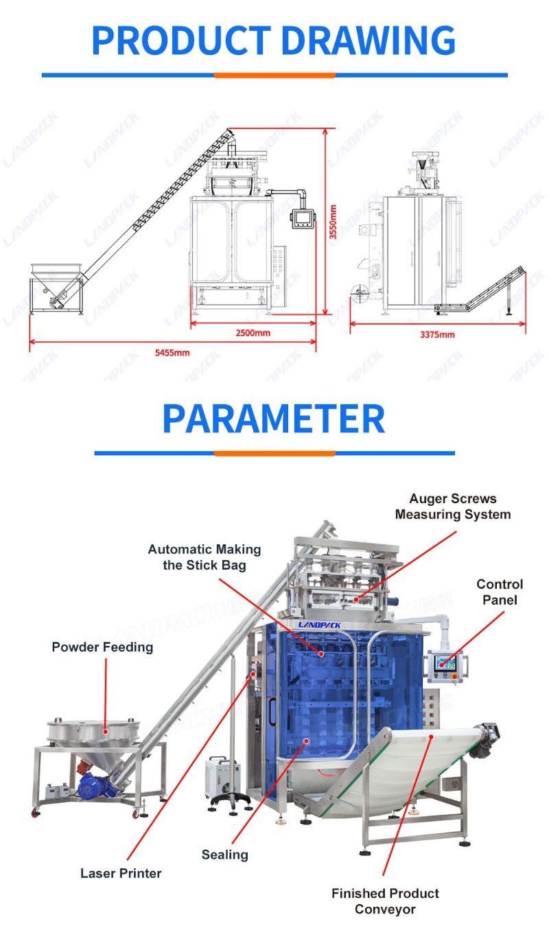 Automatic 4 Side Seal Sachet Packing Machine 5 Lane Filling Packing Machine for Milk Powder