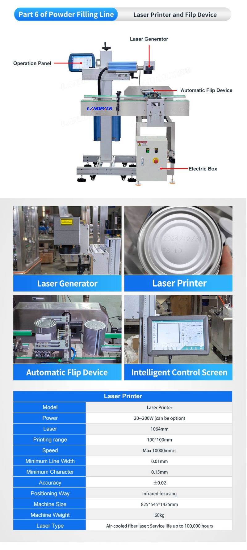 Fully Automatic Milk Powder Protein Powder Tins Cans Filling Canning Seaming Production Line