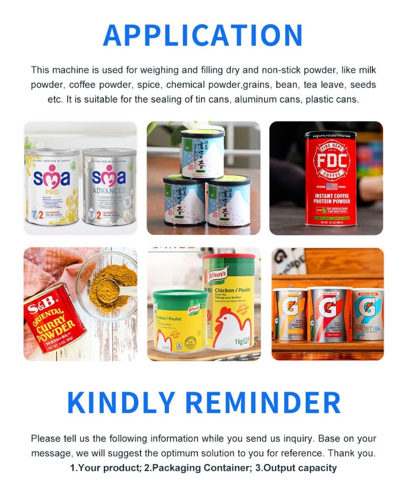 Fully Automatic Milk Powder Protein Powder Tins Cans Filling Canning Seaming Production Line