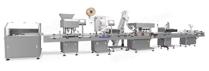 Automatic Double Heads Pharmaceutical Drug Tablet Pill Bottle Packing Filling Capping Labeling Machines Line