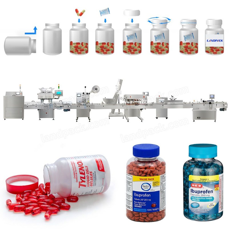 High Precision Automatic Pharmaceutical Tablet Medicine Pill Bottle Packing Filling Capping Labeling Machines Line