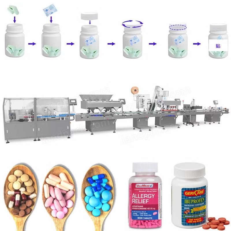 High Precision Medicine Pharma Tablet Pill Plastic Bottle Filling Packaging Capping Labeling Machine Line