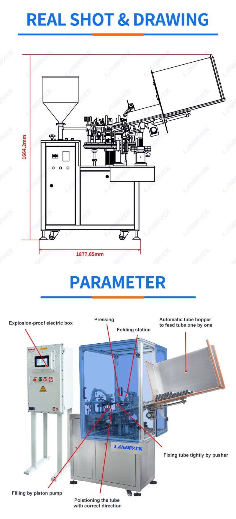 Automatic Glue Metal Tube Filling and Folding Machine with Explosion-Proof Electric Box