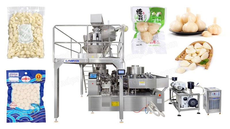 Factory Price Granule Garlic Rotary Vacuum Premade Pouch Packing Machine