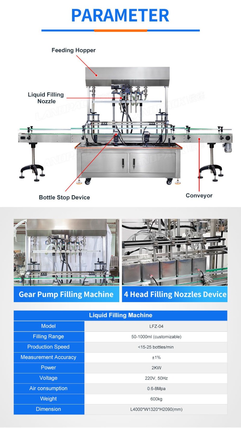 Automatic 4 Heads Acetone Thinner Solvent Chemical Liquid Filling Machine