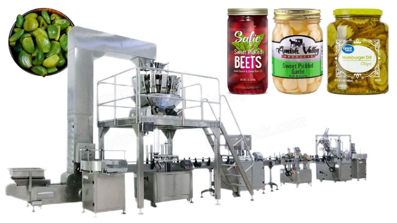 Multifunction Pickled Gherkins Cucumber Canned Filling Bottle Capping Can Sealing Labeling Machine