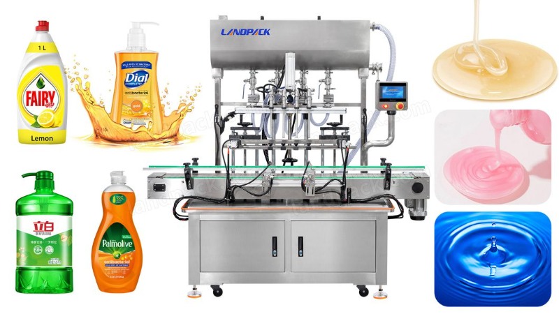 Fully Automatic 4 Heads Liquid Soap Shampoo Detergent Liquid Filling Machine