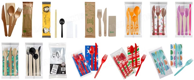 Lp-600X Disposable Plastic Cutlery Hotel Restaurant Full Set Disposable Chopsticks Spoon Napkin Toothpick Packing Machine