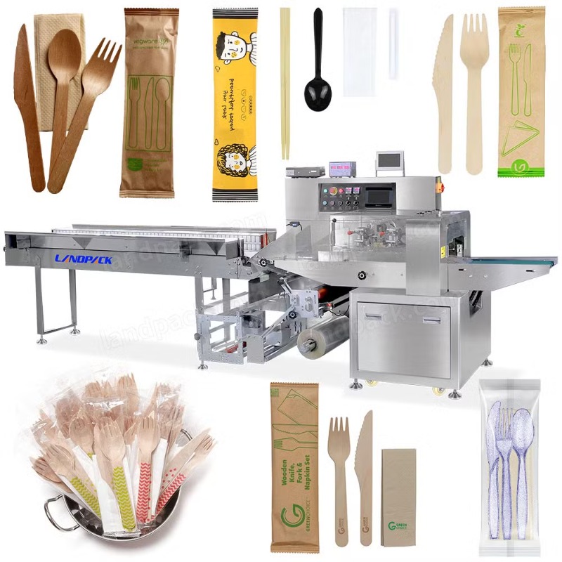 Lp-600X Disposable Plastic Cutlery Hotel Restaurant Full Set Disposable Chopsticks Spoon Napkin Toothpick Packing Machine