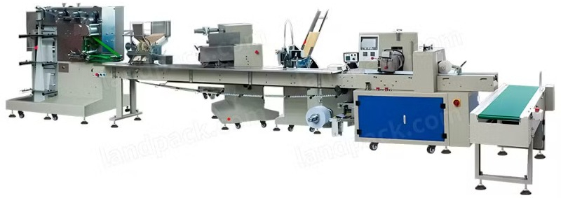 Automatic Disposable Tableware Set Wooden Plastic Cutlery Set Wrapping Packing Packaging Machine for Pillow Bag