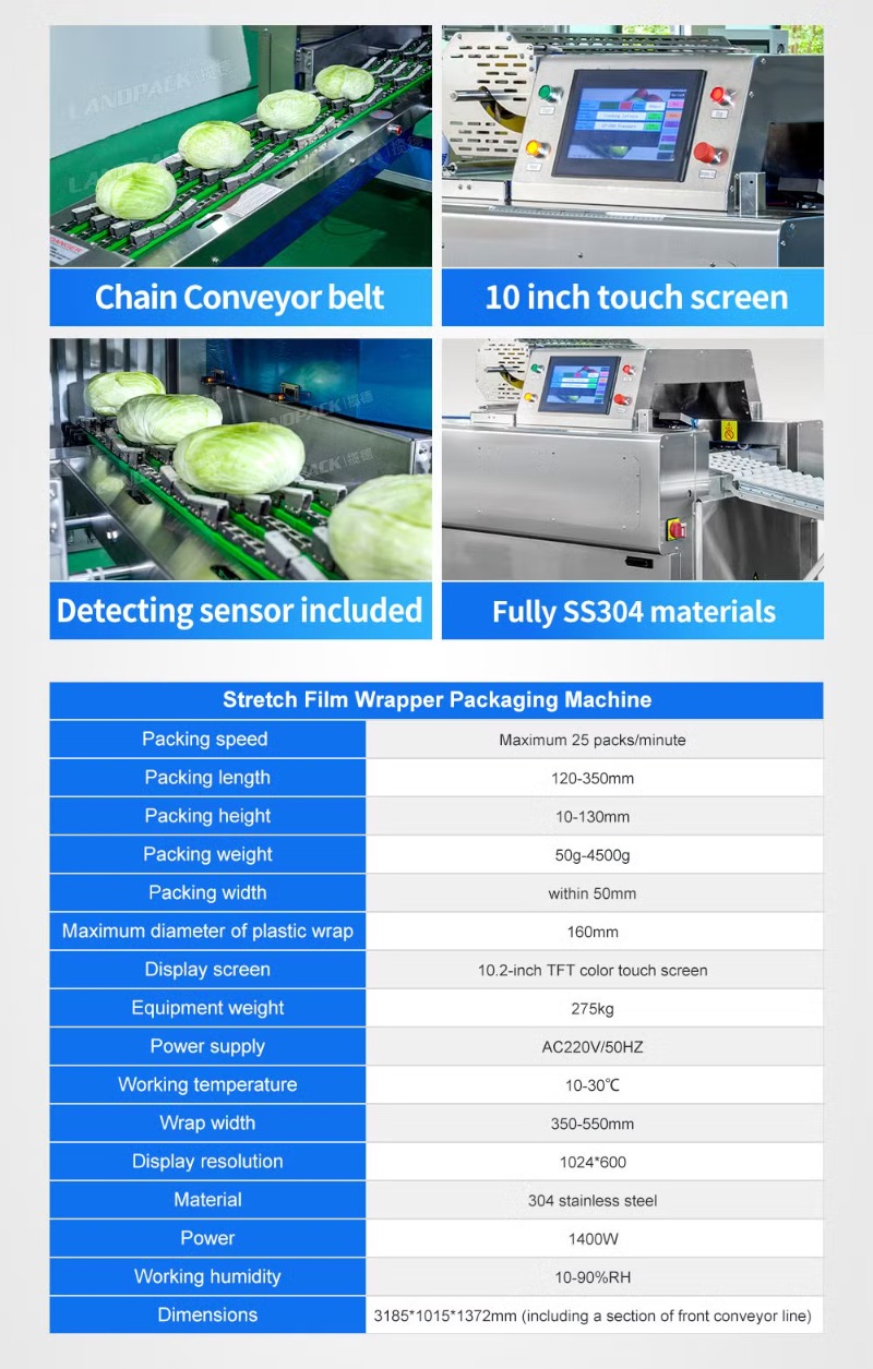 Automatic Fruit Vegetable Film Wrapper Packaging Machine