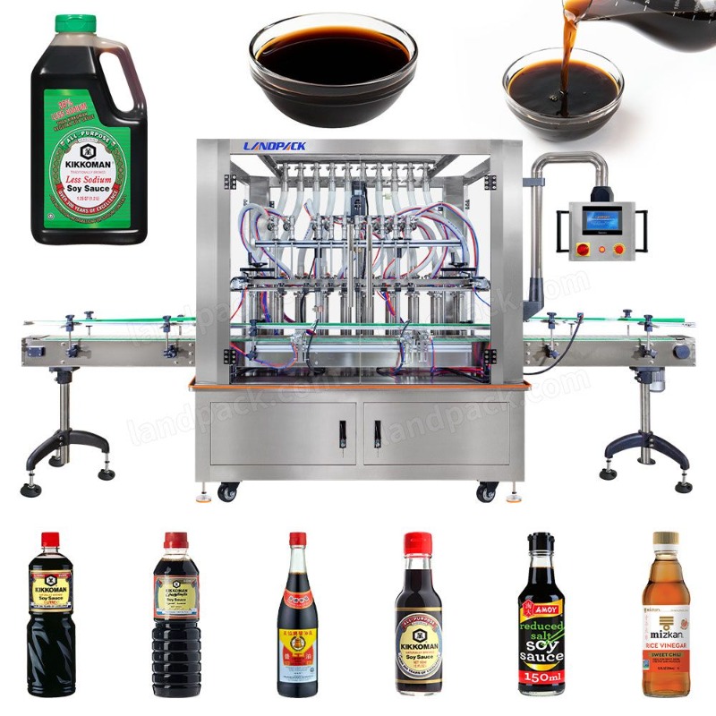 High Speed Automatic 10 Heads Piston Pump Soy Sauce Liquid Bottle Filling Machine