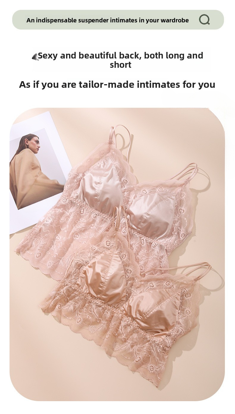 Chest Wrap Tube Top, High-end External Wear, Suspenders, Small Vest, Beautiful Back Underwear, Women's Anti-light, Gathered With Chest Pads_voghion.com