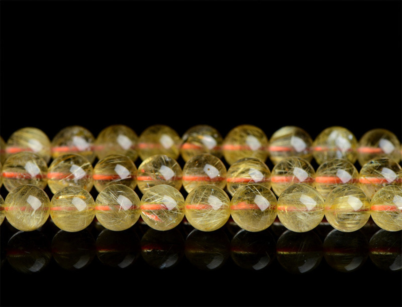 Pulseira de quartzo rutilado dourado natural joia com contas_voghion.com