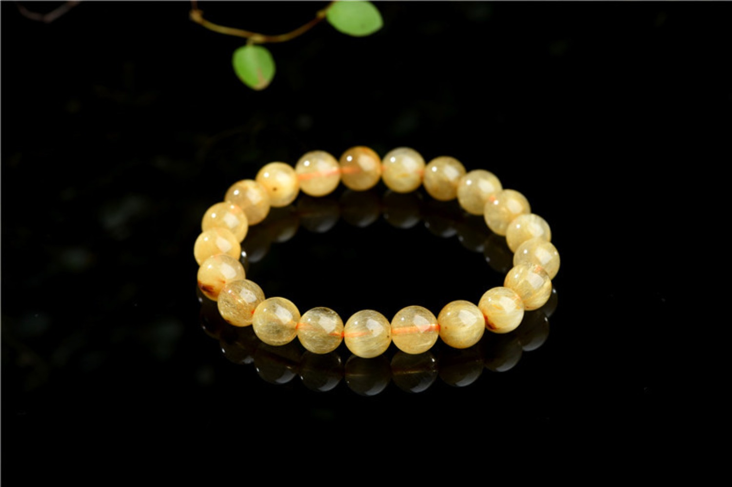Pulseira de quartzo rutilado dourado natural joia com contas_voghion.com