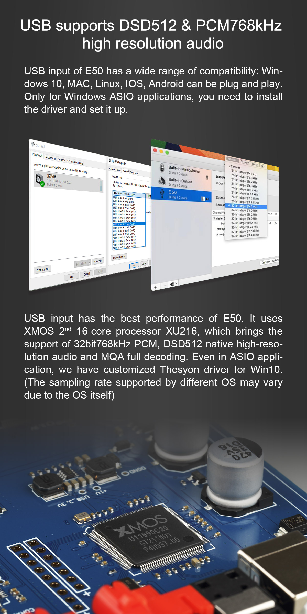 TOPPING E50 DAC ES9068AS MQA XU216 32Bit/768kHz DSD512 Decoder Ultra