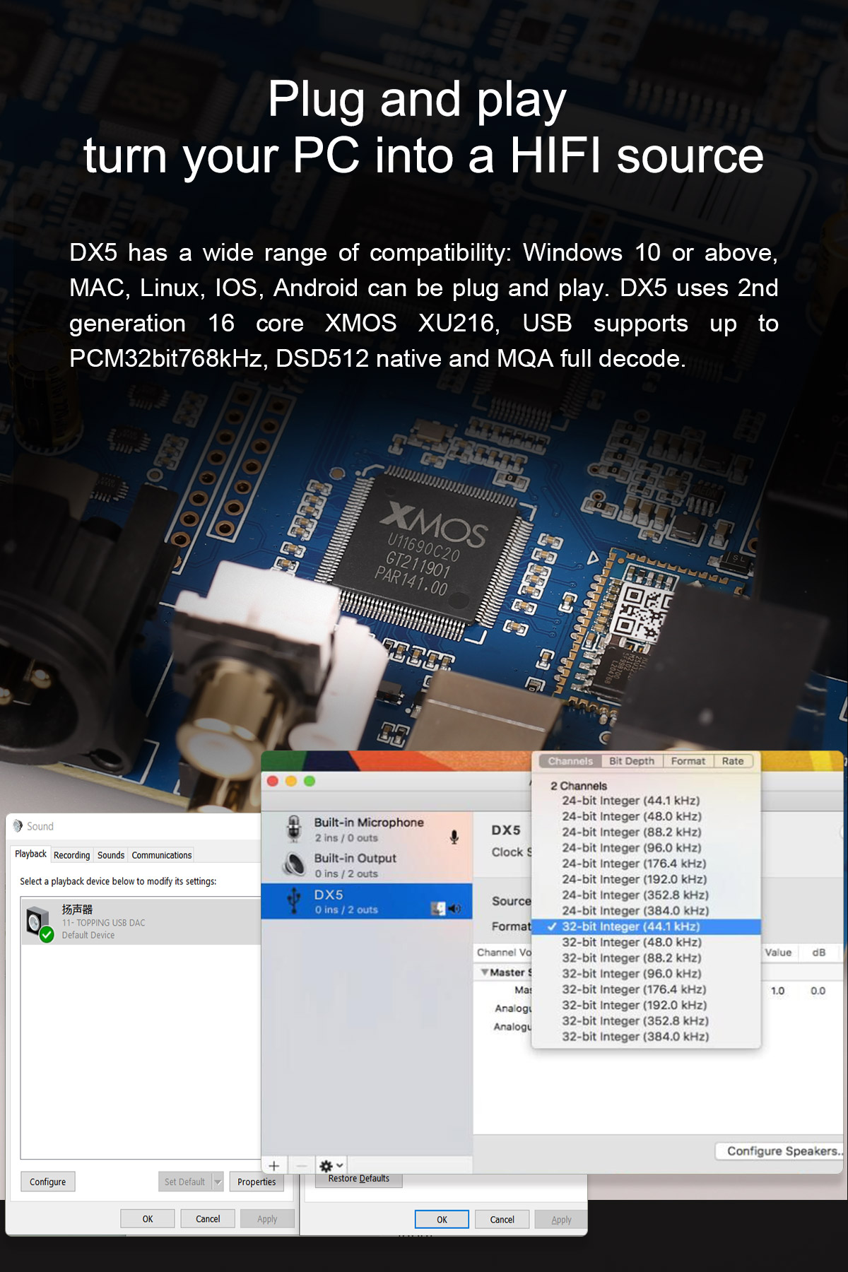 TOPPING DX5 DAC Dual ES9068AS Desktop DAC & Headphone Amplifier