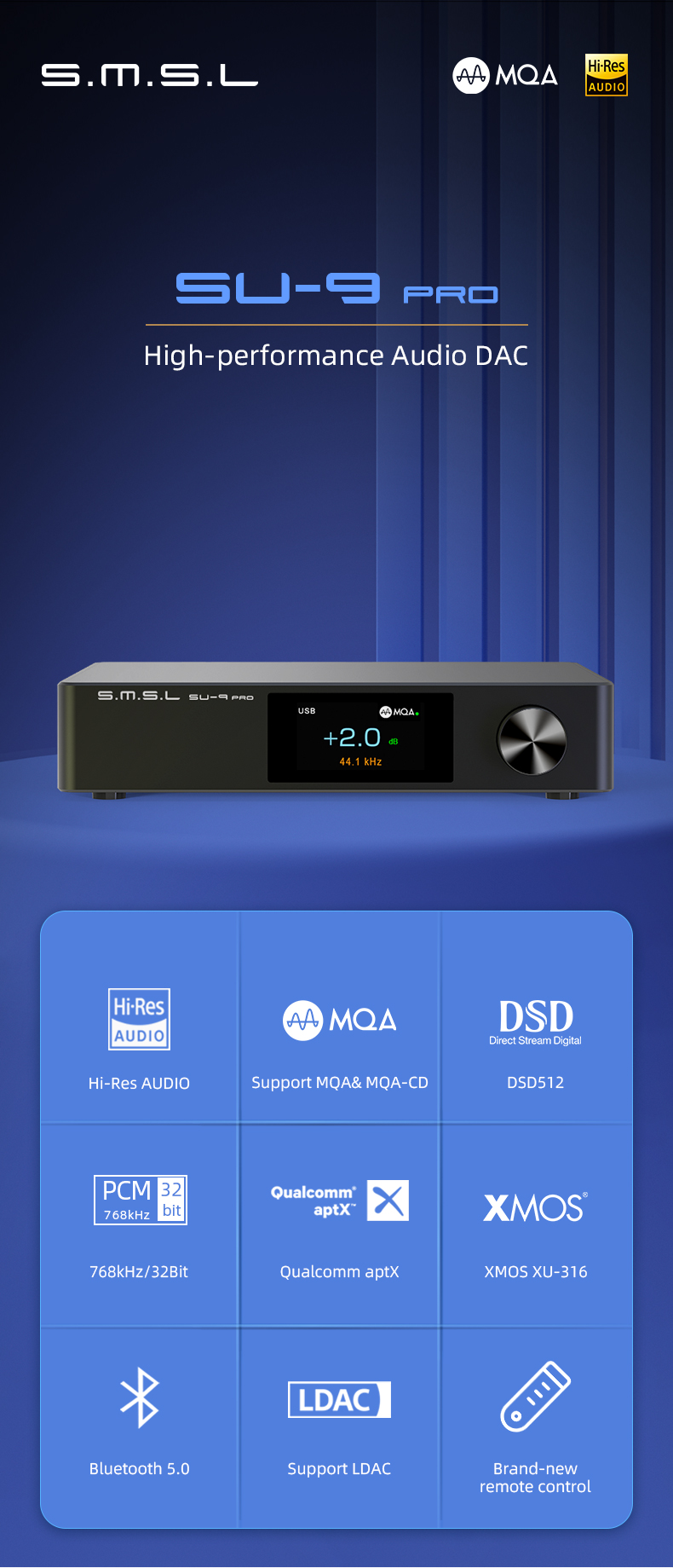 SMSL VMV D1se2 ES9039MSPRO MQA-CD Bluetooth DAC With Remote Control – Hifi -express