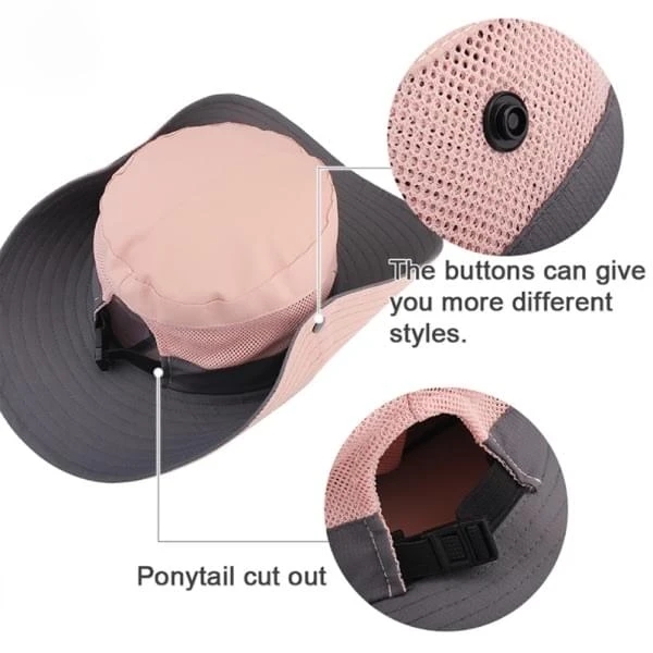 UV50 Foldable Sunhat Women Ponytail Hole Safari Beach Fishing