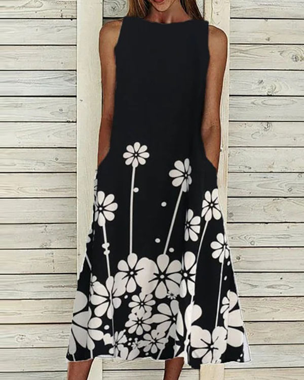 Floral-Print Sleeveless Casual Dresses | For Women| Summer Dress Ideas插图(5)