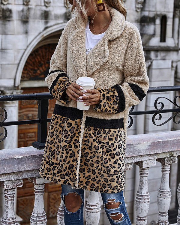 Women Leopard Print Winter Warm Coat1