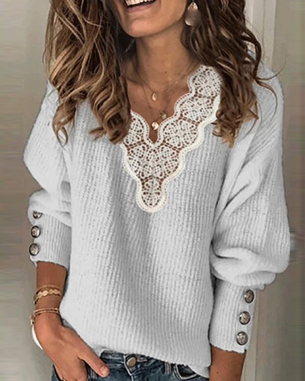 White Acrylic Plain Casual Sweater**2