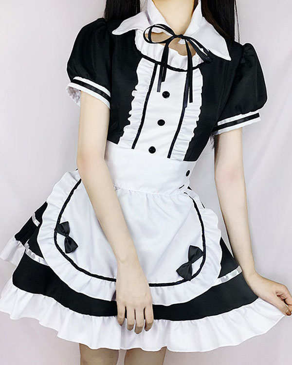 Sexy Maid Cosplay Costume Women French Maid Dress Schoolgirl Outfit Babydoll Dresses1