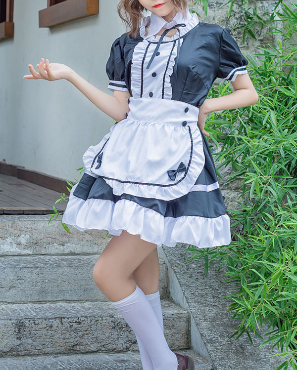 Sexy Maid Cosplay Costume Women French Maid Dress Schoolgirl Outfit Babydoll Dresses4