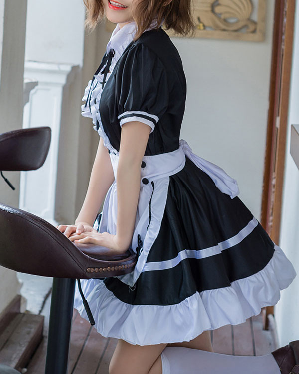 Sexy Maid Cosplay Costume Women French Maid Dress Schoolgirl Outfit Babydoll Dresses5