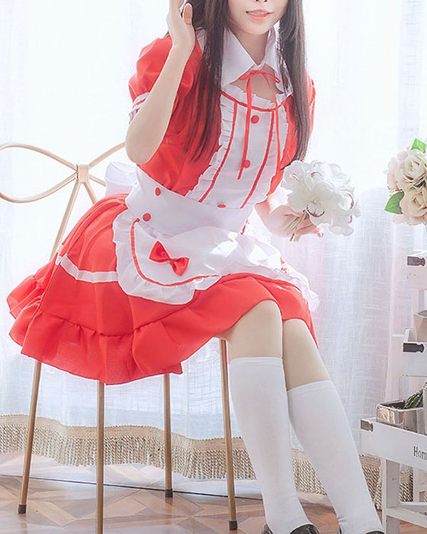 Sexy Maid Cosplay Costume Women French Maid Dress Schoolgirl Outfit Babydoll Dresses6