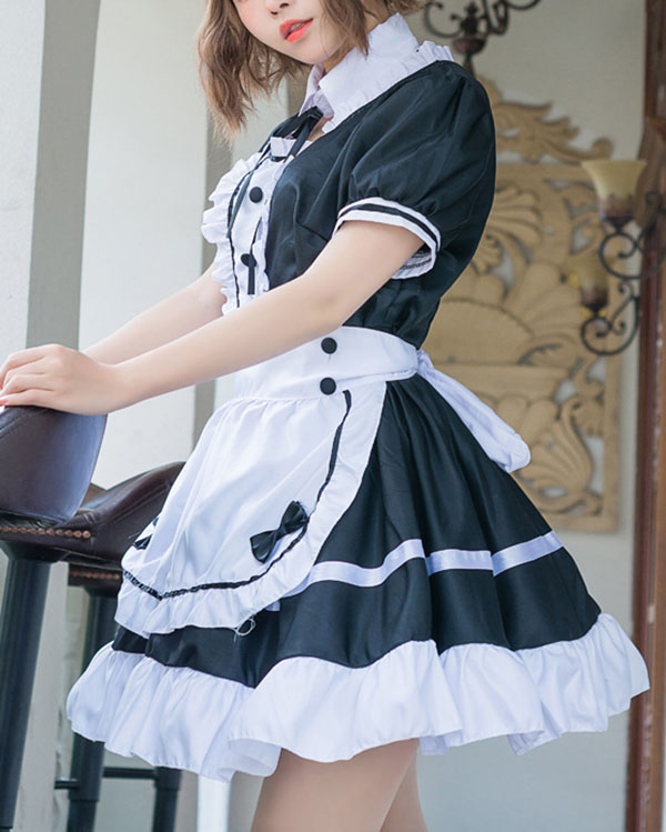 Sexy Maid Cosplay Costume Women French Maid Dress Schoolgirl Outfit Babydoll Dresses3