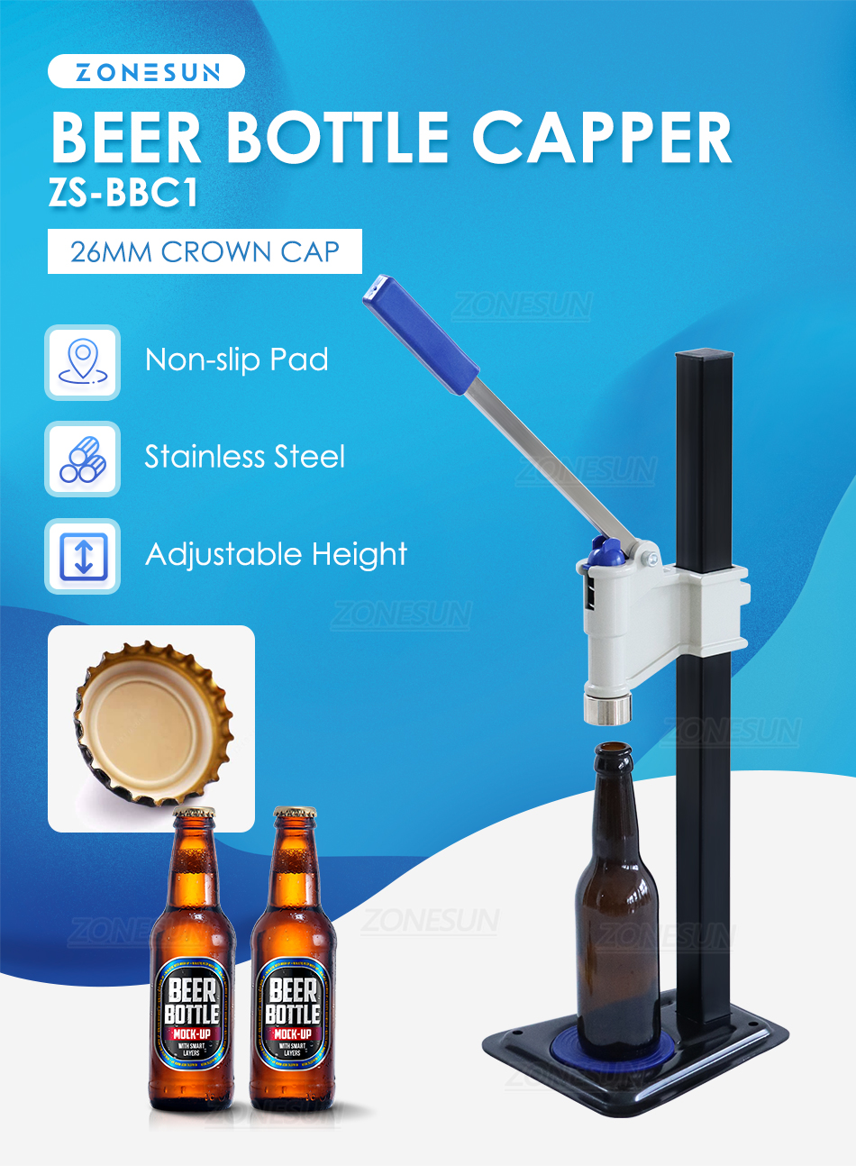 ZONEPACK Beer Bottle Capping Machine Drink Capping Machine Soda Water Capper Sealing Machine