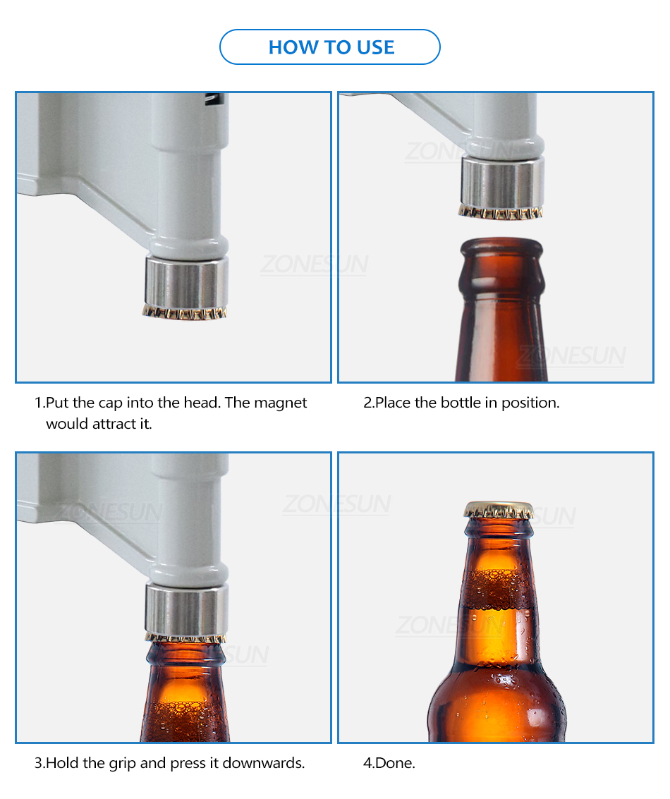 ZONEPACK Beer Bottle Capping Machine Drink Capping Machine Soda Water Capper Sealing Machine
