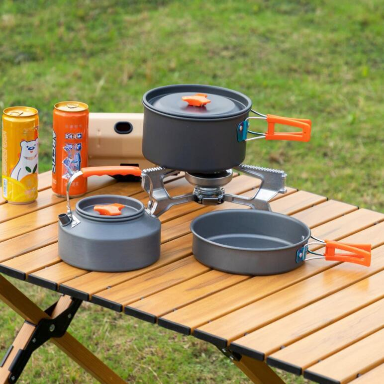 Outdoor Goods Set Pot Camping Teapot Picnic Frying Pan Camping Kettle Equipment Portable Outdoor Pot Full Set_voghion.com