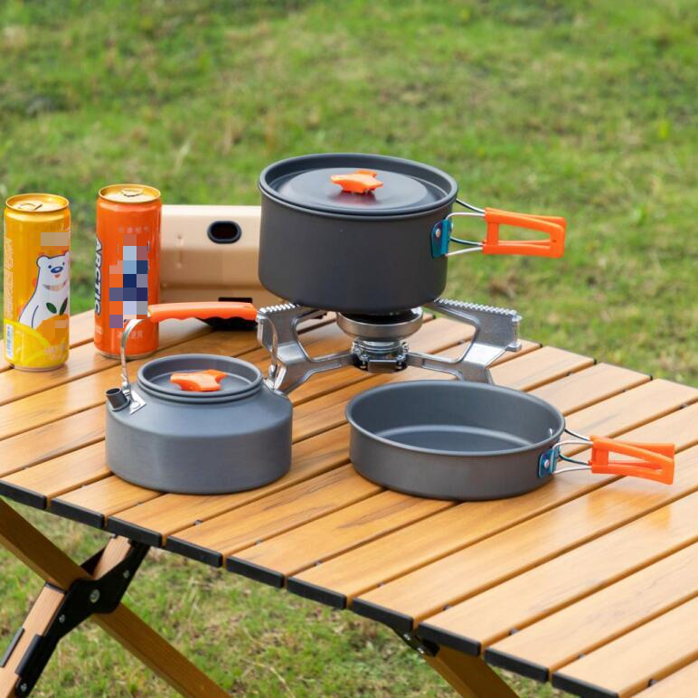 Outdoor Goods Set Pot Camping Teapot Picnic Frying Pan Camping Kettle Equipment Portable Outdoor Pot Full Set_voghion.com