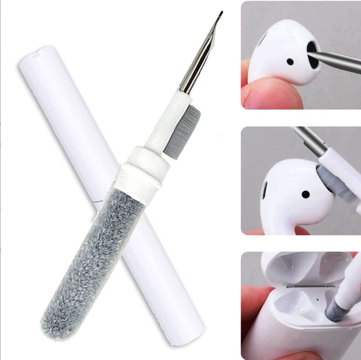 Tīrīšanas komplekts, kas saderīgs ar Airpods Pro 1 2 3 austiņām, tīrīšanas komplekts ar mīkstu birstīti un plīša sūkli, kas piemērots Bluetooth austiņu uzlādes maciņam_voghion.com