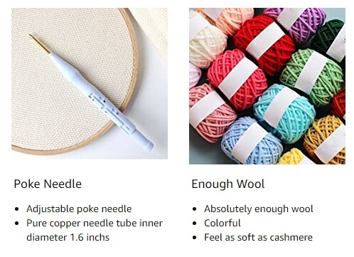 Punch Needle Embroidery Starter Kits Punch Needle Tool Threader Fabric