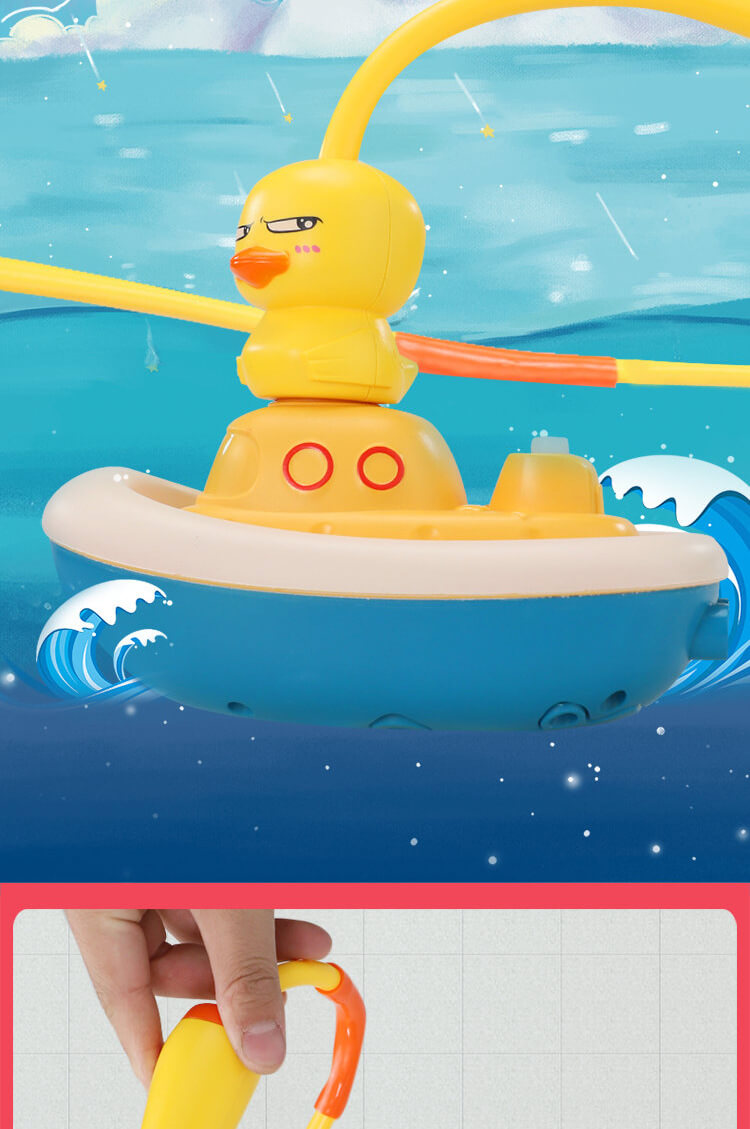 Electric Duck Baby Shower Bath Toys Water Spray Toys-Rotate Boat with 3 Fountain Methods Ducks, Sprinkler Shower Bathtub Toys